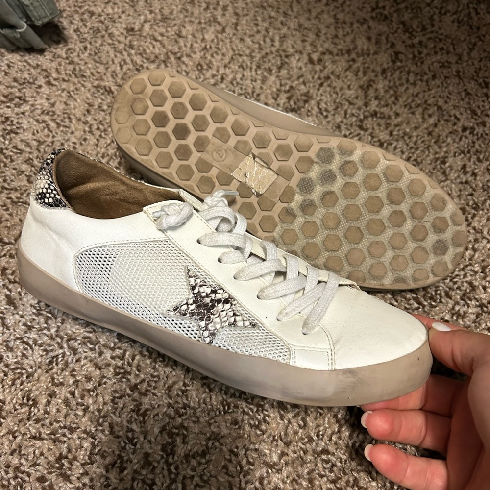 ShuShop White and Black Patterned Sneakers